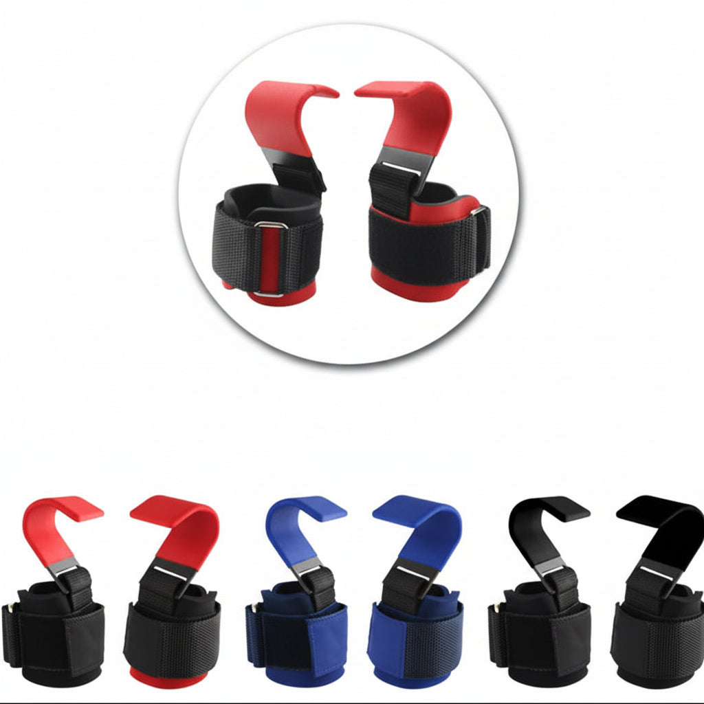 Weight Lifting Hook Grips with Wrist Wraps Hand-Bar Wrist Strap Gym Fitness Hook Weight Strap Pull-Ups Power Lifting Gloves